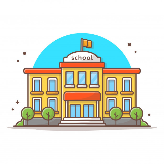 學(xué)校教學(xué)樓建筑卡通矢量插畫(huà)矢量圖素材
